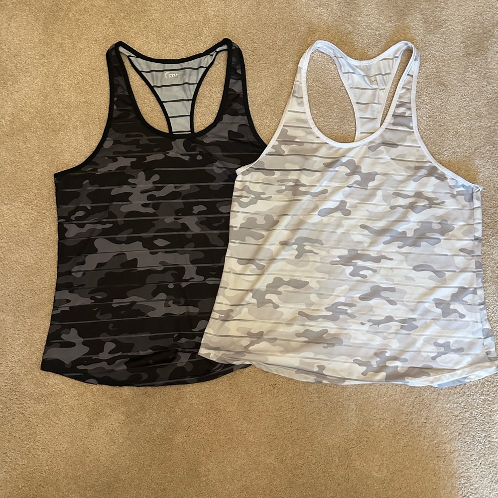 Zyia Women's Camo Tank Tops - Black and Gray - Pair